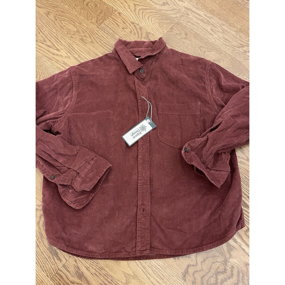 Alpine Design Women's Cord Button Down Shirt - Dark Auburn Med Retail $58